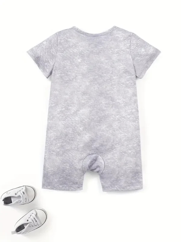 1pc LULUKAKA Baby Boys' Casual Romper, Cute Duck Cartoon Print, All-Season Knit Polyester, Regular Fit Short-Sleeve Bodysuit for Newborns and Infants, for Outdoor - Image 2