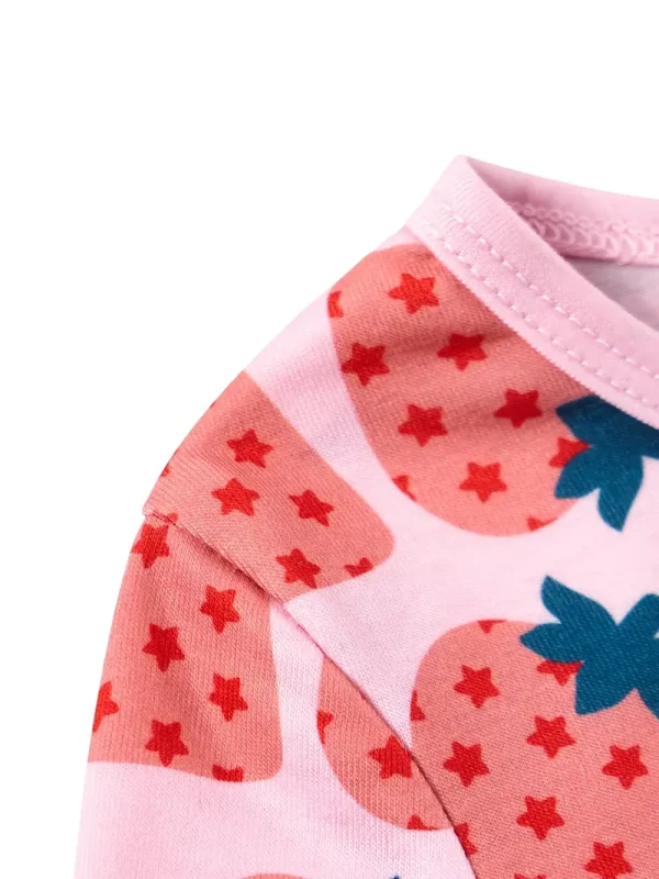 LULUKAKA Cozy Strawberry & Polka Dot Girls' Pajama Set - Long Sleeve & Pants, Soft Stretch Fabric, Machine Washable, Round Neck Sleepwear for Newborns to Toddlers, Allseason Clothing|Fun Kids' Pajamas|Easy Care Fabric, Toddler Pajamas - Image 3